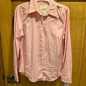 NWT IZOD Women's Shirt Pink Buttondown Long Sleeve Striped Top pink glaze Size S